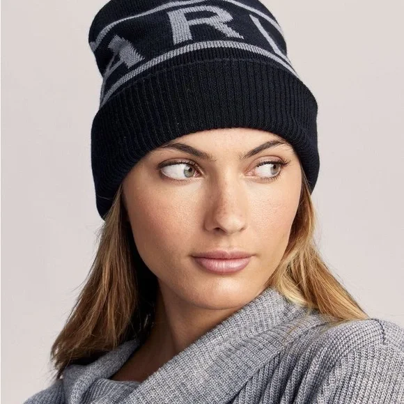 Varley Black Cresta Rib Knit Beanie Hat Tonal Logo Patch Winter Cap One Size Varley | Accessories | Varley Cresta Beanie | Poshmark main image 4